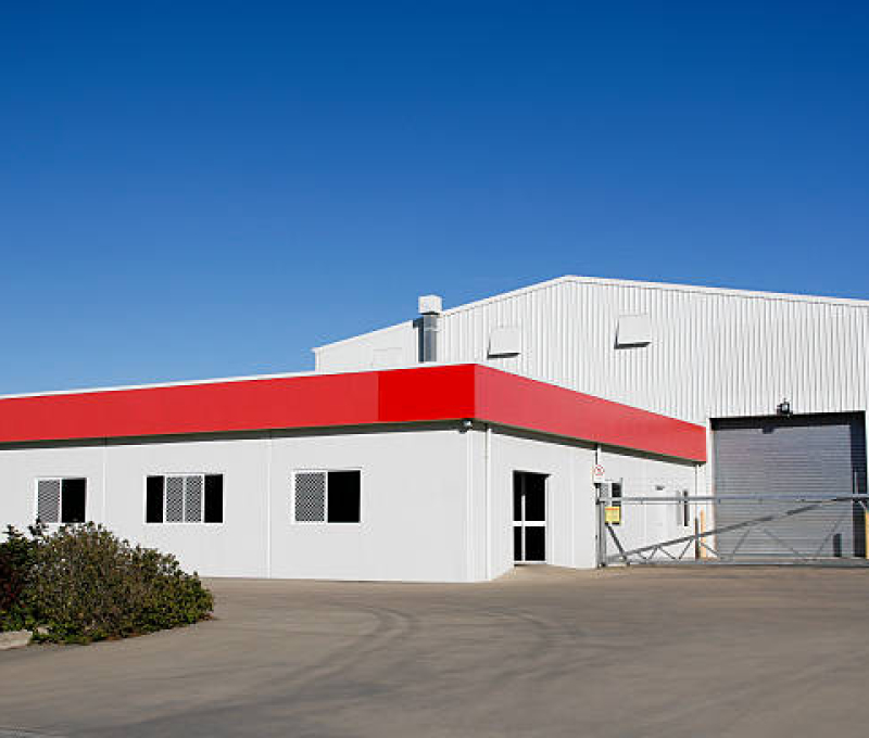 Front exterior of an industrial warehouse building. Click to see more...